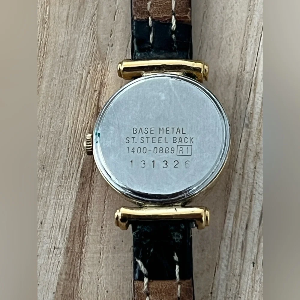 Seiko Lassale Rare Ladies Watch Vintage Stainless Dial Gold-Tone Case Leather